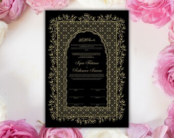 Islamic Marriage Certification | Nikahnama | Contract | A4/A3 | Muslim Wedding | Printable Nikkah Certificate | Digital Download. NN225