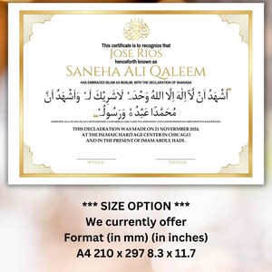 Islamic Conversion Certificate.pdf Conversion Certificate, Muslim Conversion Certificate, Shahada ...