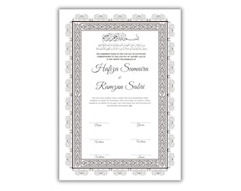 Editable Nikkah Contract Template, Muslim Wedding Certificate (Digital Download)