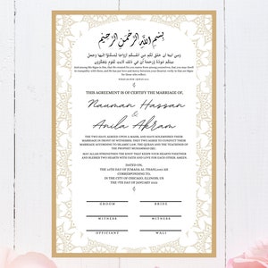 Nikkah Contract | Editable Nikkah Nama | Islamic Wedding Contract | Personalized  | Digital | Printable Nikkah Certificate  |  11x16.5. NN2