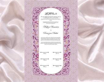 Nikkah Certificate, PDF Printable Nikkah Certificate, Nikkah Certificate Islamic Marriage Certificate, Printable Islamic Nikkah. NN89