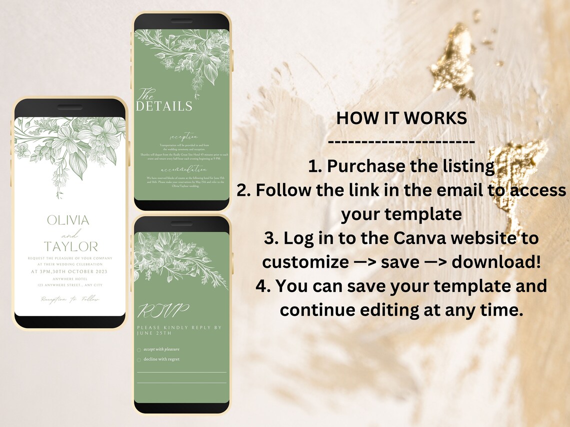 Sage Green Wedding Evite Template, Electronic Wedding Invitation, Sage ...