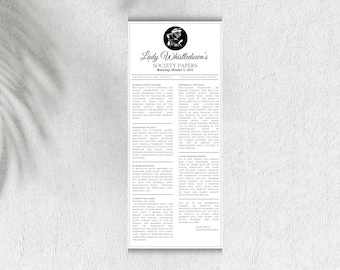 Bridgerton  Lady Whistledown’s Society Papers Printable • Editable Template • Bridal Shower Invitation• Instant Download.  WI135