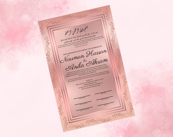 Editable Nikkah Contract | Islamic Wedding Certificate (Digital)