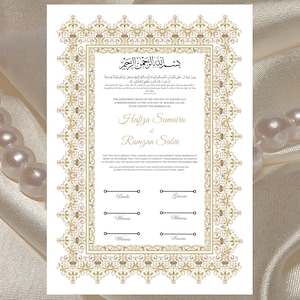 Nikkah-Zertifikat Digitaler Download Personalisiert, A4, A3, Vorlage, bearbeitbar, braun Nikkah Nama, Nikkah-Vertrag, muslimischer Vertrag. NN30