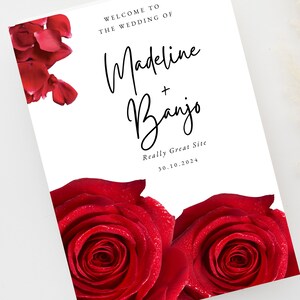 Red Rose Wedding Invitation Set, Red Rose RSVP, Dark Red Floral ...
