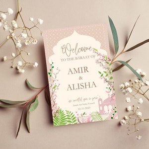 Muslim Wedding Welcome Sign, Nikkah Welcome Sign, Islamic Baraat Welcome Sign- Mughal Theme, Digital Download. S1