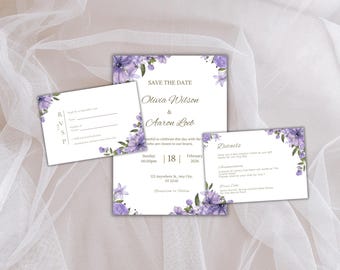 Wedding Invitation Set, RSVP, Wedding Invitation, Details, Editable, Template, WI245