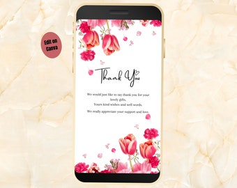 Floral Thank You eCard Template, Editable Design (Digital)
