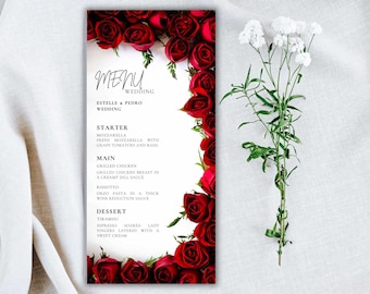 Wedding Menu Template Download, Modern Dinner Menu, Instant Download, WS53