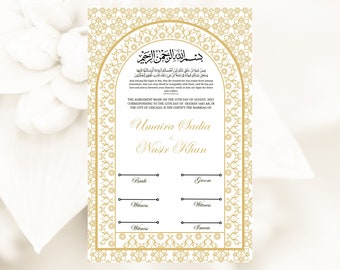 Editable Nikkah Certificate Template, Muslim Contract (Digital Download)