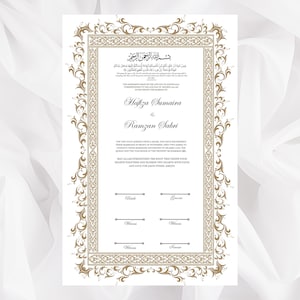 Personalized Nikkah Certificate Digital Nikkah Contract Digital Muslim Wedding Contract Islamic Marriage Contract Nikkah Nama Digital/ NN91