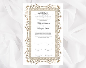 Personalized Nikkah Certificate Digital Nikkah Contract Digital Muslim Wedding Contract Islamic Marriage Contract Nikkah Nama Digital/ NN91