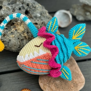 Deep Sea Angler Fish – Crochet Plush Toy | Handmade Deep Ocean Light Fish | Unique Gift for Kids or Ocean Lovers