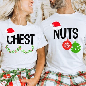 Couples Christmas Shirts, Chest Nuts Matching Family Holiday Shirt, Christmas Pajamas Tee, Funny Xmas Tshirt, Christmas Party Shirt