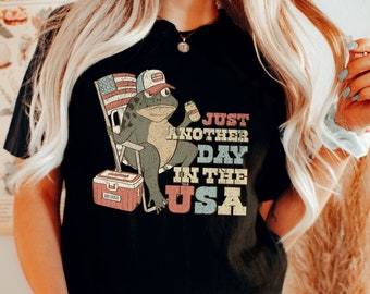 4th of July Shirts Funny Frog Tshirt, USA Shirt, Freedom Shirt, Patriotic Shirts, Funny Beer Shirt, Independence Day Shirt, Retro Flag Tee