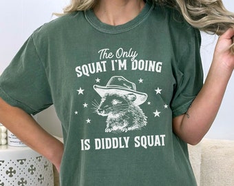 Comfort Colors Raccoon Shirt,  Vintage Meme Shirt, Trash Panda Silly Shirt, Diddly Squat Shirt, Funny Gift for Friend, Weirdcore Tshirts