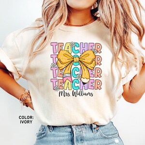 Custom Colors Custom Teacher Shirt, Coquette Shirt, Back To School Shirt For Teacher, Elementary Teacher Shirt, Personalized Teacher Gift