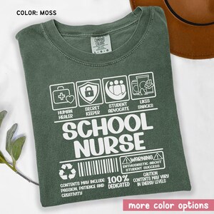 Comfort Colors School Nurse Shirt, School Nurse Gift, Nurse Life Shirt, Gift for Nurses, Back to School Tee, Nurse Appreciation, Nurse Tee
