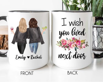Coffee Mug, I Wish You Lived Next Door, Best Friend Mug, Custom Best Friend Gift, Personalized Long Distance Gift, Friends Gifts