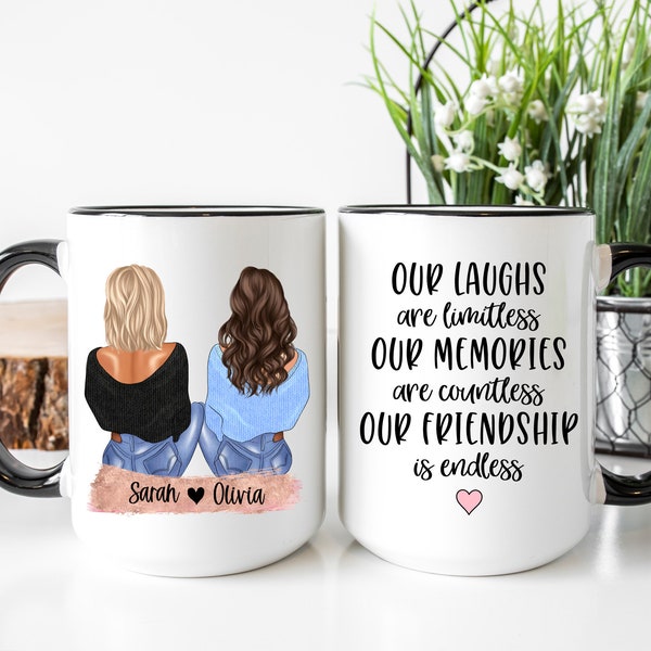 Custom Best Friend Mug, Best Friend Gift for Birthday, Funny Coffee Mug, Long Distance Mug, Personalized Bestie Mug, Friendship Mug Gift