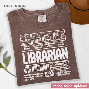 Comfort Colors Librarian Shirt, Back To School Tshirt, School Librarian Gift, Reading Shirt, Book Lover Gift, Librarian Tshirt, Womens Tee