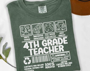 Comfort Colors Fourth Grade Teacher Shirt, Back To School Shirt, 4th Grade Teacher Team Shirt, Elementary Teacher, 4th Grade T-shirt Gift