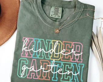 Comfort Colors Kindergarten Teacher Shirt, Back To School Shirt, Kindergarten Tshirt, Teacher Team Shirt, Elementary Teacher T-shirt Gift