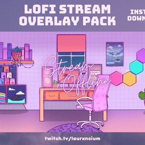 Animated Lofi Stream Overlay Bundle ~ Starting Soon, Be Right Back, Stream Ending, Kawaii, Cute, Gamer, Twitch, Youtube, Facebook, Streaming