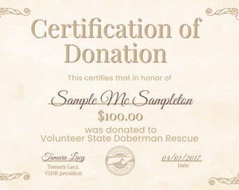 Donation with Certificate