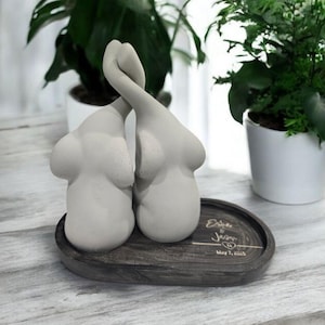 14th Anniversary Gift \ Elephant Decor \ Lg 6&quot; Tall  \ Couples Gift \ Ivory Gift \ Wedding Gift \ Engagement Gift \ Personalized Tray