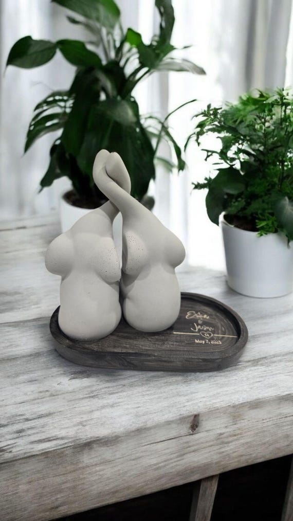 14th Anniversary Gift \ Elephant Decor \ Lg 6" Tall  \ Couples Gift \ Ivory Gift \ Wedding Gift \ Engagement Gift \ Personalized Tray