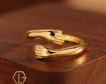 Anello in argento sterling 925 • Anello abbraccio • Anello impilabile • Anello minimalista • Anello dell'amore • Anello regolabile • Regalo per donna • Anello abbraccio