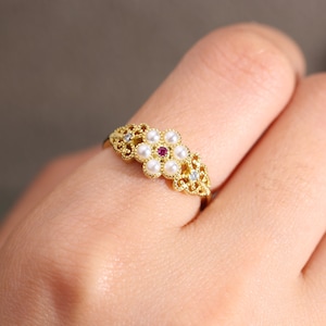6 Süßwasserperlenringe, Zarte Verlobungsringe, Perfekte Romantische Geschenkringe, Goldperlenringe, Vintage Perlenringe, Stapelringe