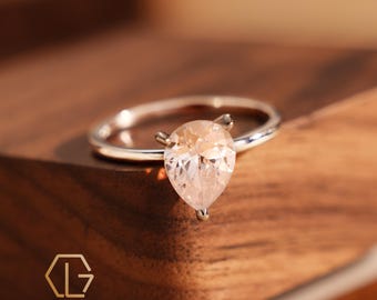 Oval Cut Solitaire Silver Ring, Oval Engagement Ring, Silver Commitment Ring, Delicate Engagement Ring, Oval Diamond Rings, Women's Gifts