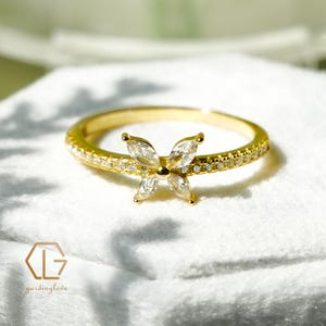 Butterfly Rings • Delicate Diamond Promise Rings • Minimalist Crystal Butterfly Jewelry • Best Friend Gifts • Eternity Rings