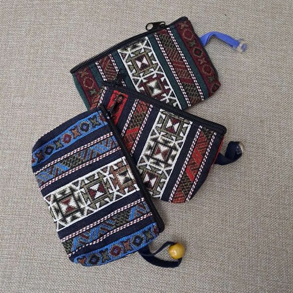 Turkish Handmade Woven Coin Purse Bag | Turkish Pouch | Purse Bag Pouch | Bohemian Bag | Oriental Coin Purse | Makeup Bag | Purse Organizer