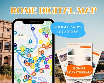 Rome Digital Travel Map for Google Maps Location Pins - Etsy