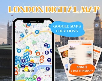 London Digital Travel Map for Google Maps Location Pins London Itinerary with Travel Map Digital Travel Itinerary London Mobile Itinerary