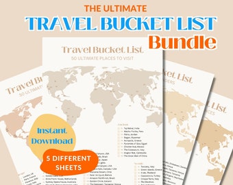 Ultimative Reise Bucket List Bundle Reise Poster Druck Reise Geschenk für Reise Dekor Drucke Reiseliste Sofortiger Download Reise druckbare