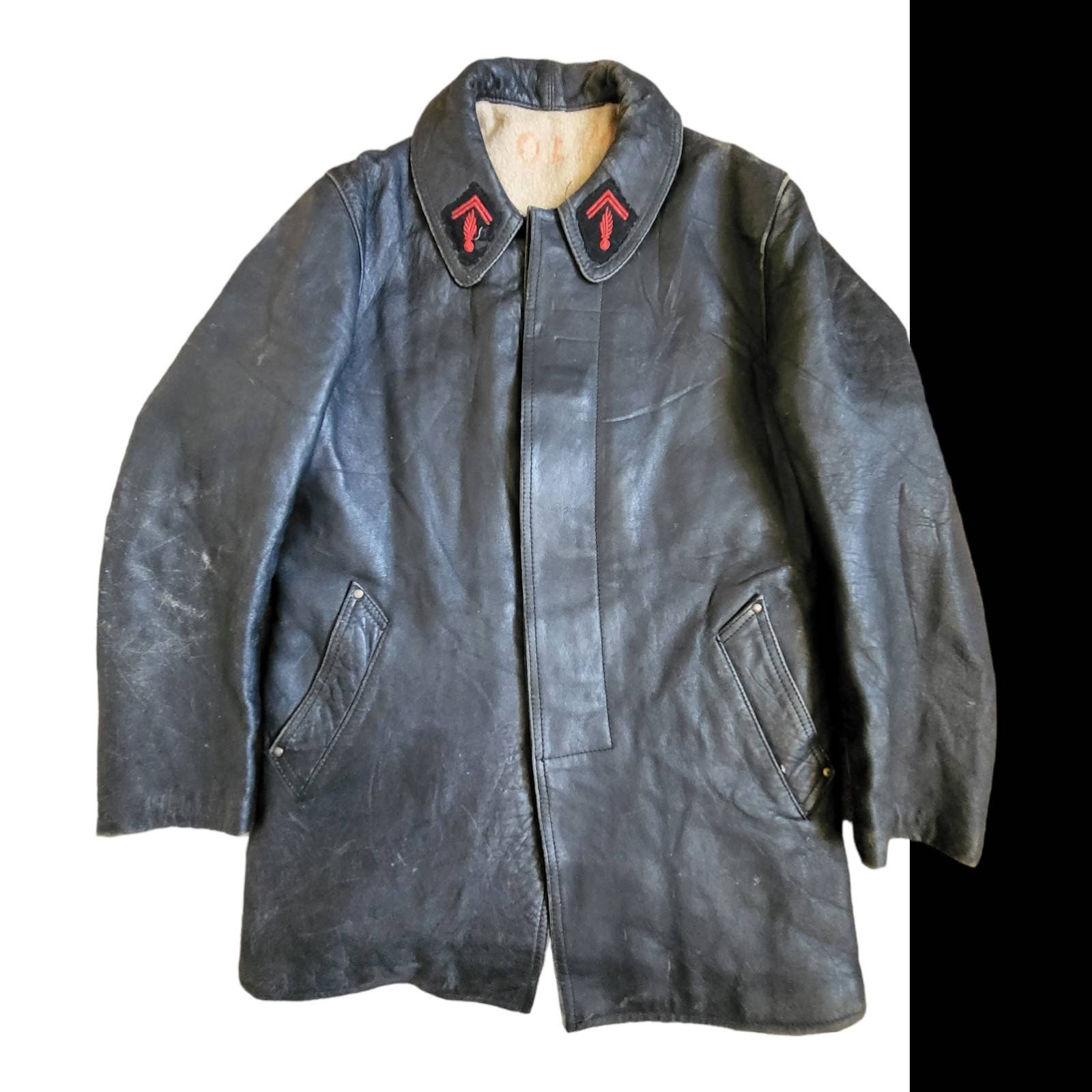 Vintage French Leather Fireman's Jacket 1950s Pompier - Etsy Denmark