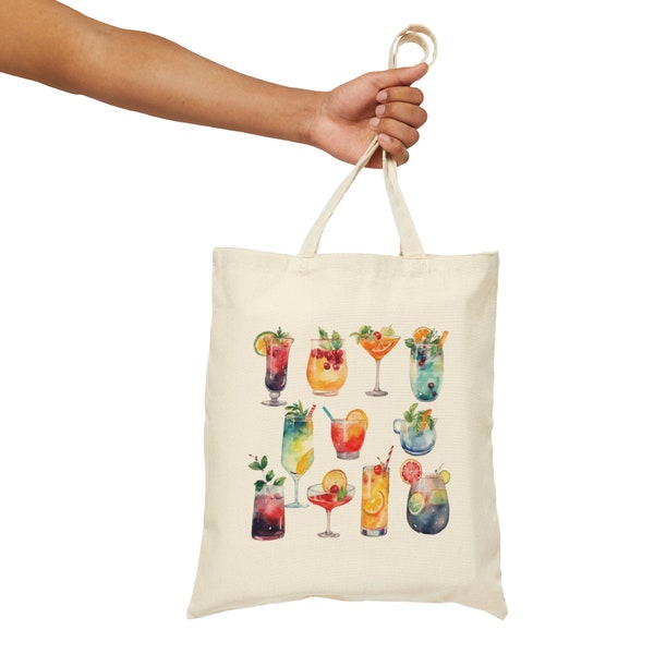 Aesthetic Cocktail Summer Tote |Trendy, Cocktail, Colorful, Gift, Watercolor, Stylish, Summer, Refreshing, Vibrant, Beach Essential,Tropical