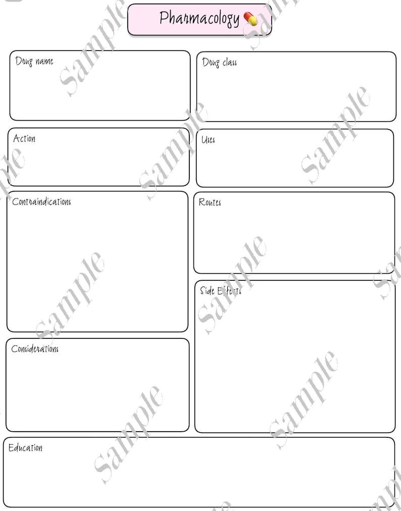 Pharmacology Medication Template Etsy Pharmacology Medication Template Etsy