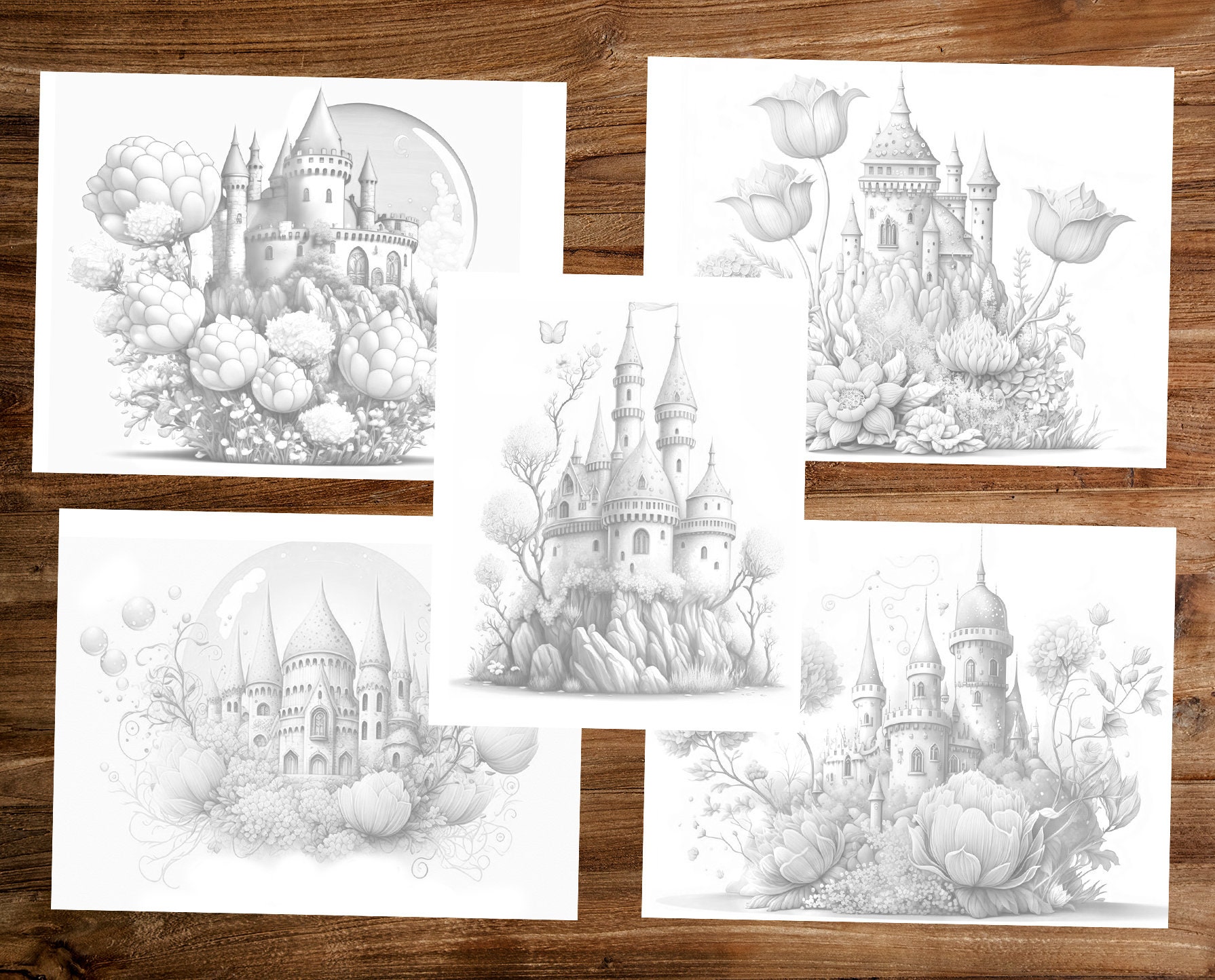 Fary Tale Castles Coloring Book Adults Kids Coloring Pages, Download ...