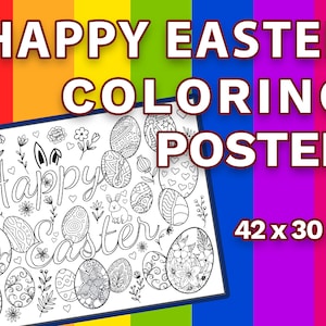Giant Coloring Poster Adults & Kids - Fun Time for Families, Friends, Classrooms, Schools, and Groups (Happy Easter Coloring Poster)