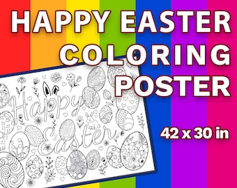 Giant Happy Easter Coloring Poster – Kids & Adults (30x42 in)