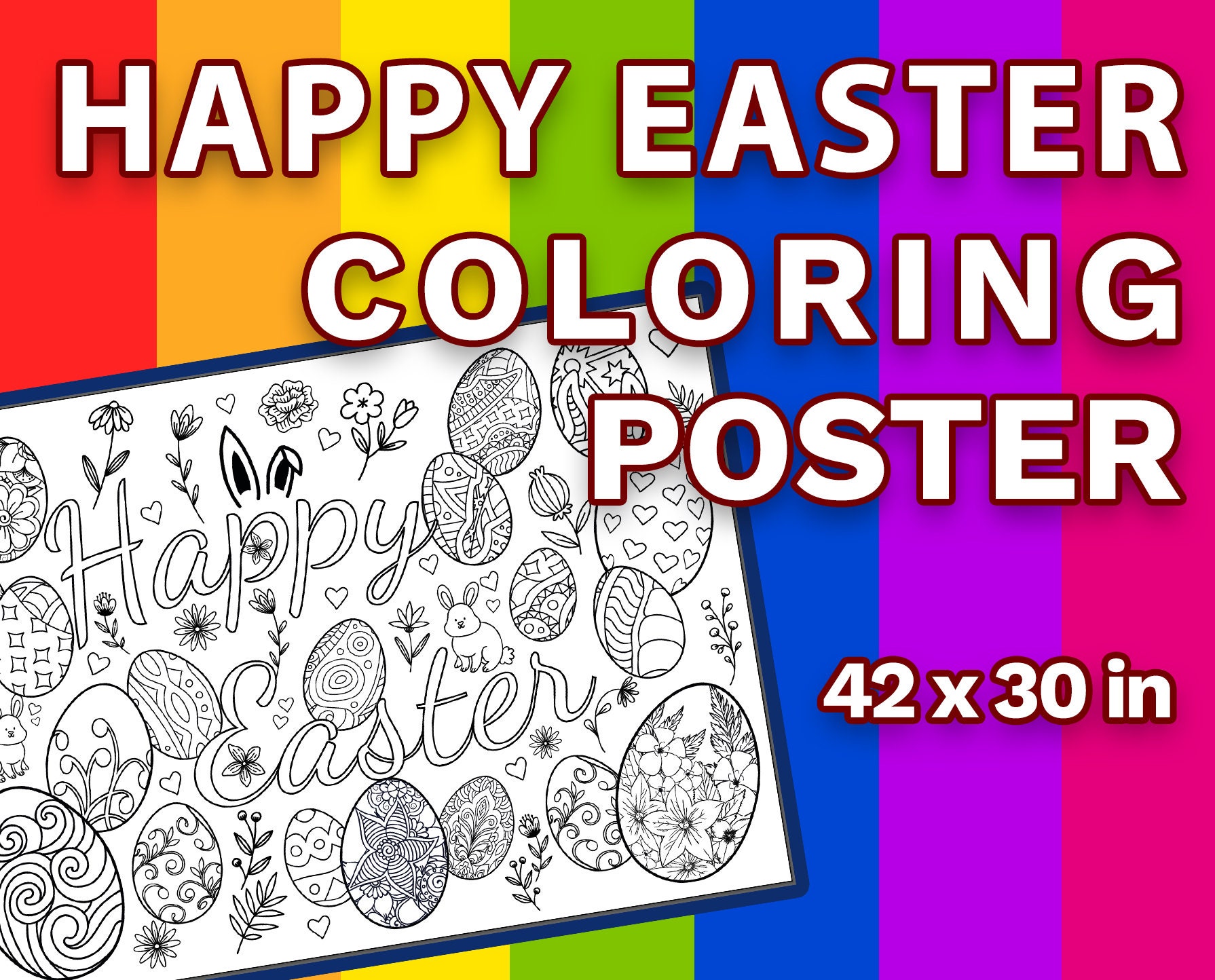 Kids EASTER Giant Coloring POSTER Pages Sheets Printable Download Files  INSTANT Download