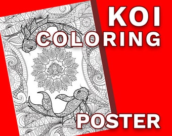 Giant Koi Coloring Poster – Fun for Adults & Kids