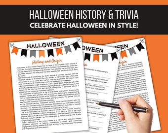 Halloween History Trivia Game, Spooky Party (Printable PDF)