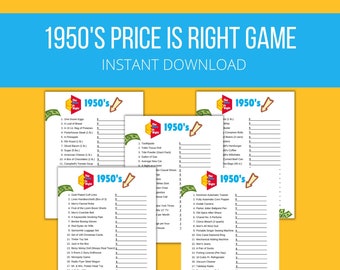 Vintage Game, Printable Party Game, Retro Price is Right, 1950's Nostalgia, Digital Activity, Family Night, Classic Game, Budgeting Game